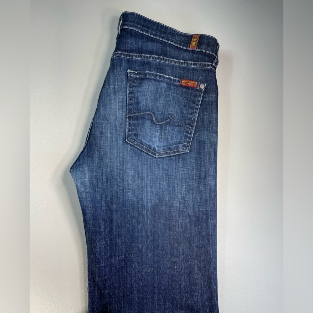 7 For All Mankind Men's Austyn Relaxed Straight Dark Wash Denim Jeans Si…